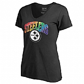 Women's Pittsburgh Steelers NFL Pro Line by Fanatics Branded Black Plus Sizes Pride T-Shirt,baseball caps,new era cap wholesale,wholesale hats